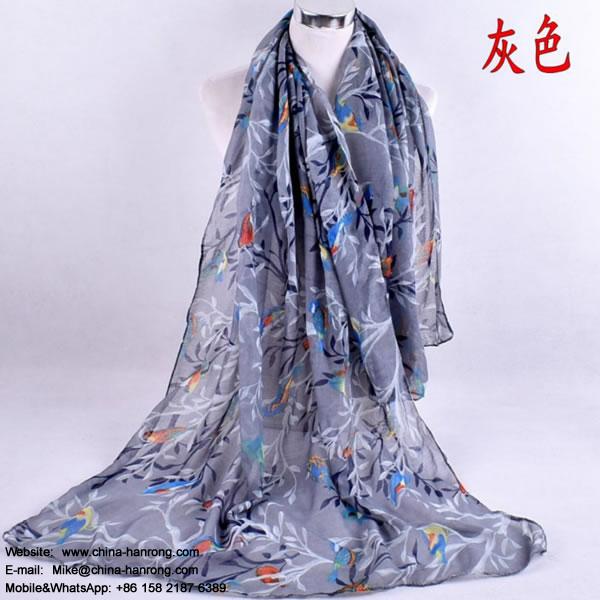 North Europe Fashion Colorful Carton Magpie Ditital Printed New Voile Scarf
