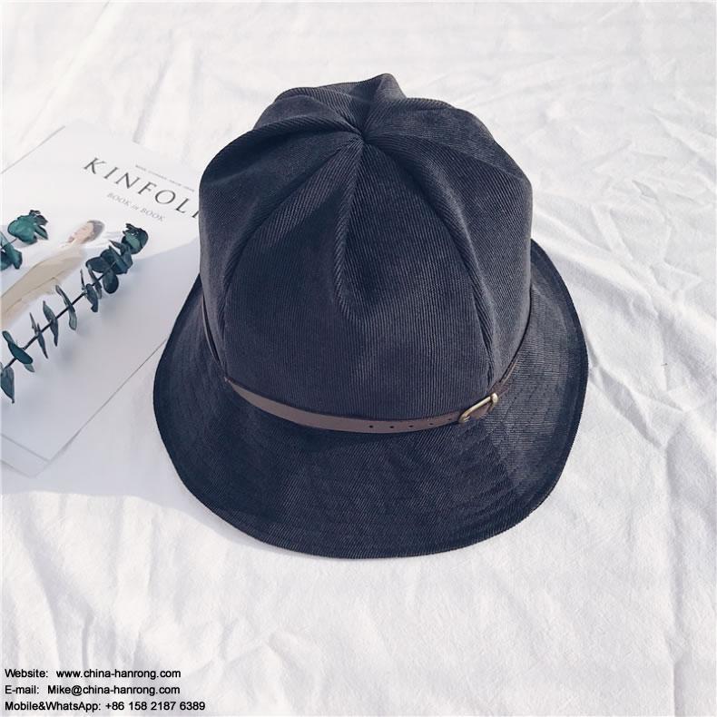 Street Fashion Belt Decoration Fisherman Hat Female Wild Corduroy Bucket Hat