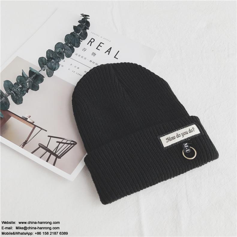 Letter Pattern Printing Party New Leisure Wild Wool Black White High Knit Cap