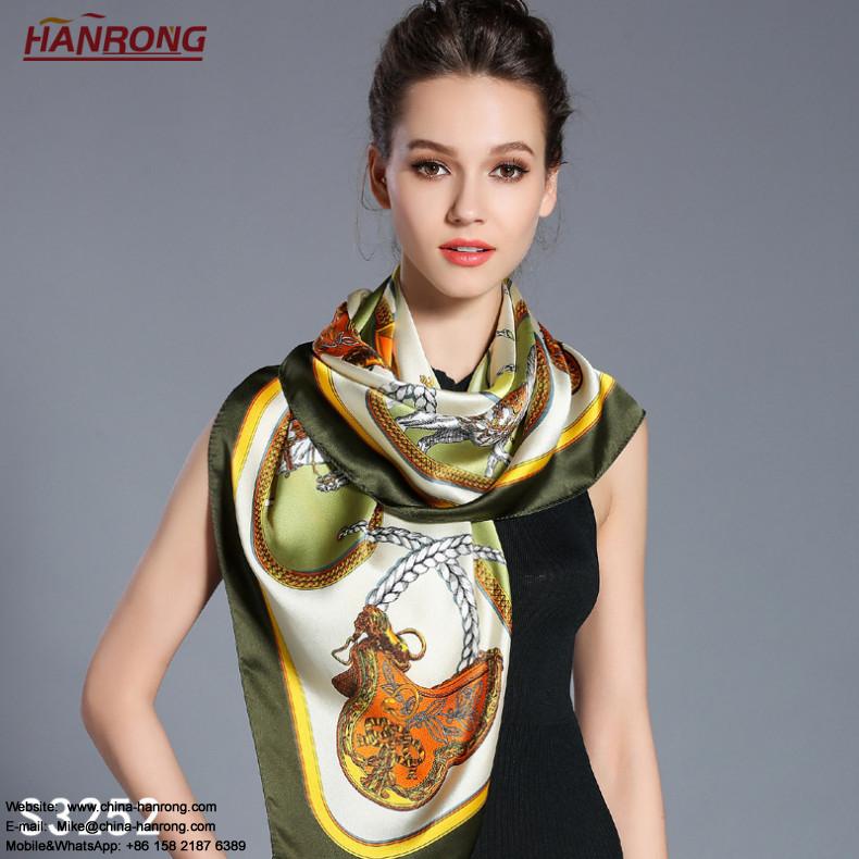 European and American Style Horse Printing Mulberry Satin Printing Charming Silk Scarf