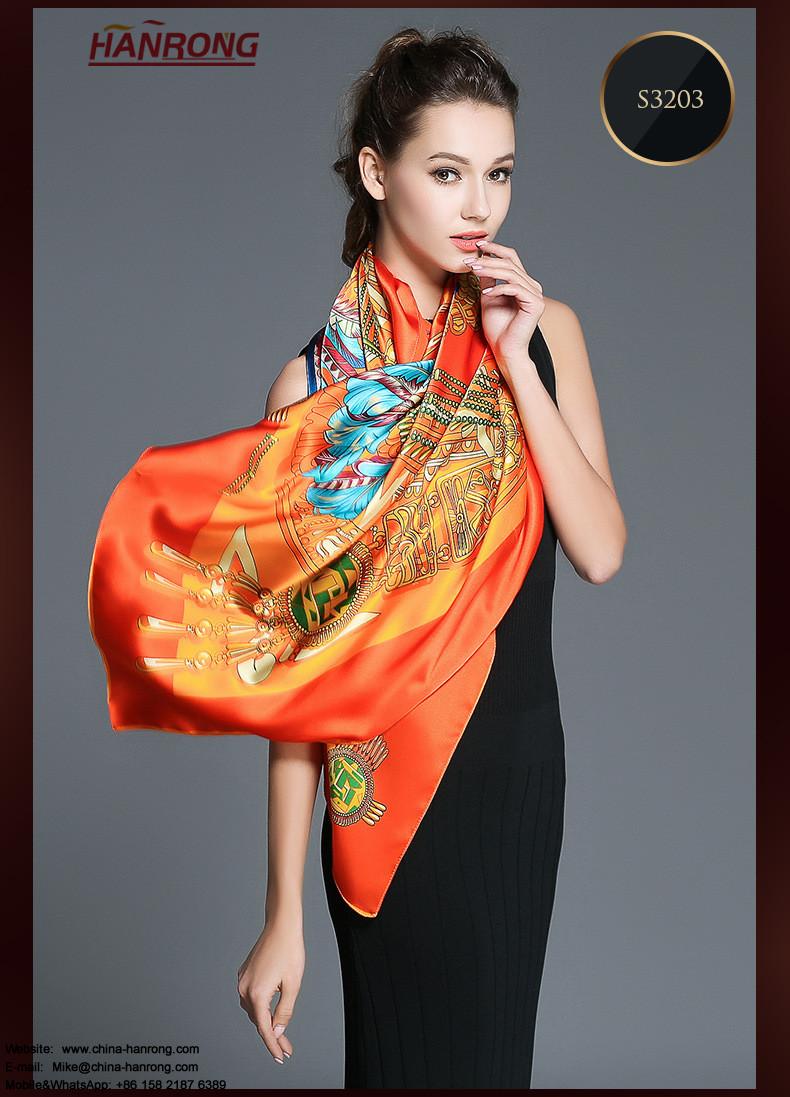 Fashion New Africa Tribal Feathers Print Pure Crepe Satin Squares Mulberry Silk Scarf