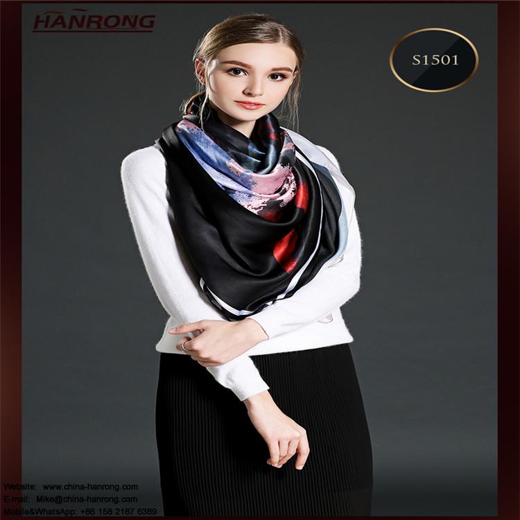 Spring and Summer New High-grade Mulberry Silk Satin Digital Printing Large Square Scarf