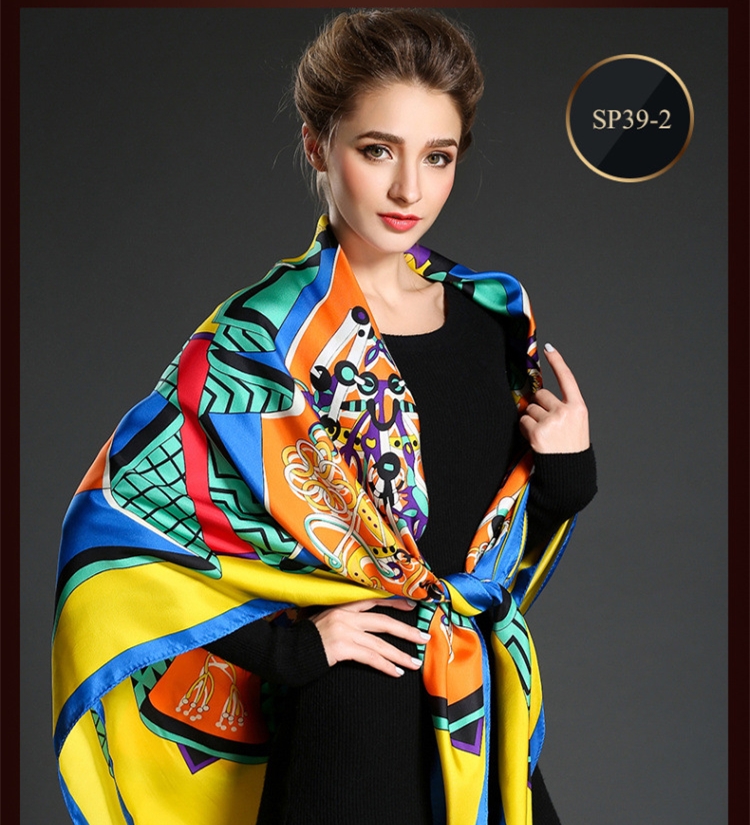 New Fashion Printing Festival Gift Good Quality Twill Printing House Large Square Silk Scarves