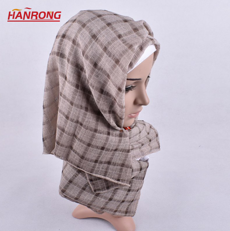 France Design New Plaid Head Scarf Nylon Yarn Women Hijab Wholesale