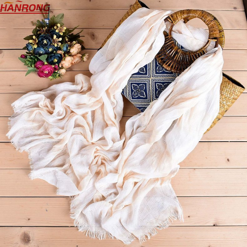 European Casual Double-color Transverse Stripe Fringe Cotton Scarf For Lady