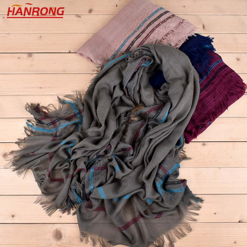 Autumn Winter Fashion Casual Comfortable Twill Fabric Jacquard Colorful Cotton Scarf