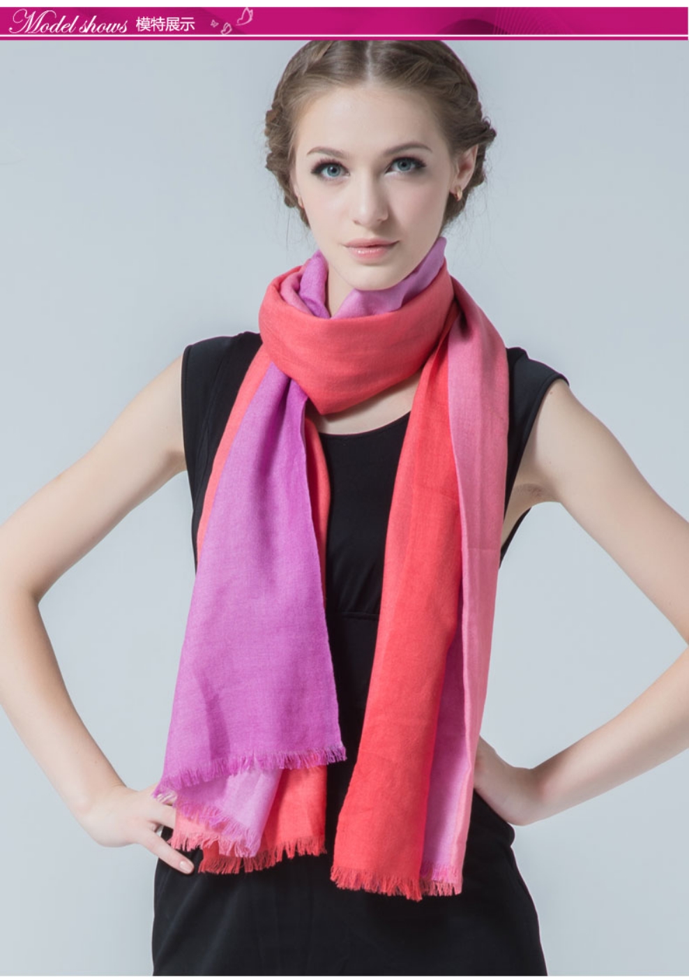 Autumn Winter Printing Fringe Spell Color Warm Wool Scarf