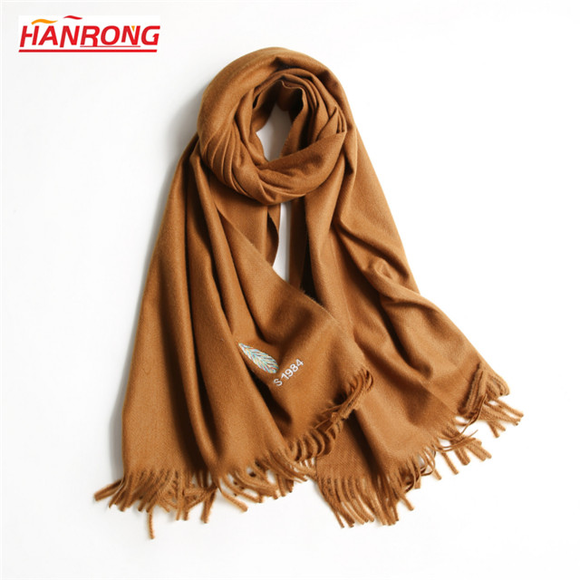 Lady New Arrival Feather Knitted Embroidery 100% Acrylic Warm Festival Scarf 