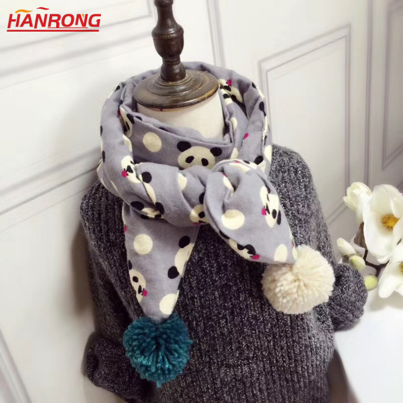 Winter New Keep Warm Warp Knitting Double-sided Kids Pastoral Jacquard Cotton Scarf