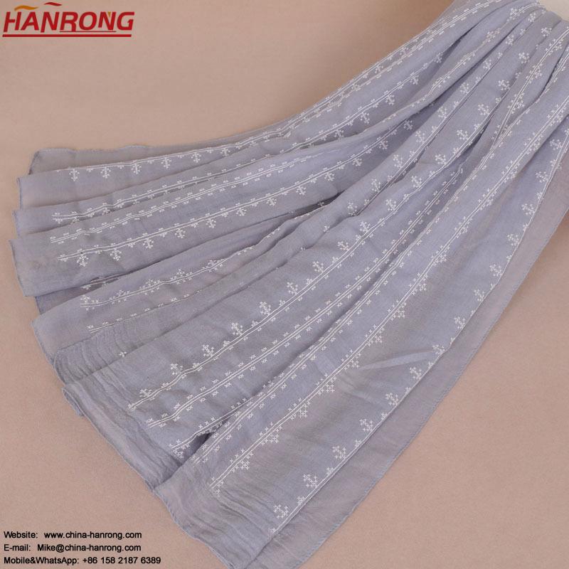 Malaysia Popular Flower Pattern Pure Color Plain Pastoral Cotton Head Scarf For Female