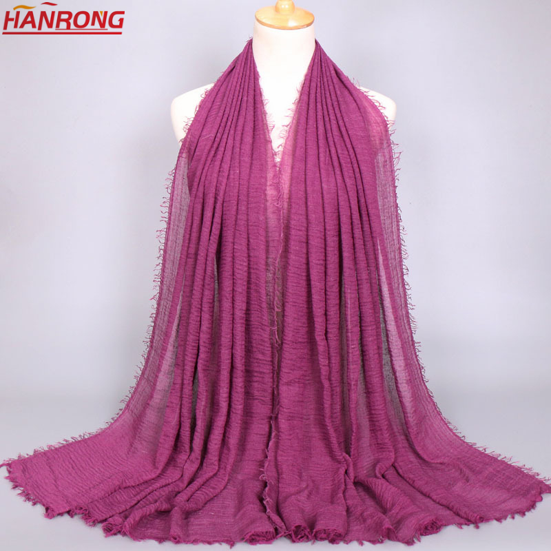 Dubai Fashion Lady Pure Color Tie Dye Plain New Hair Edging Hotsale Folding Cotton Arab Hijab