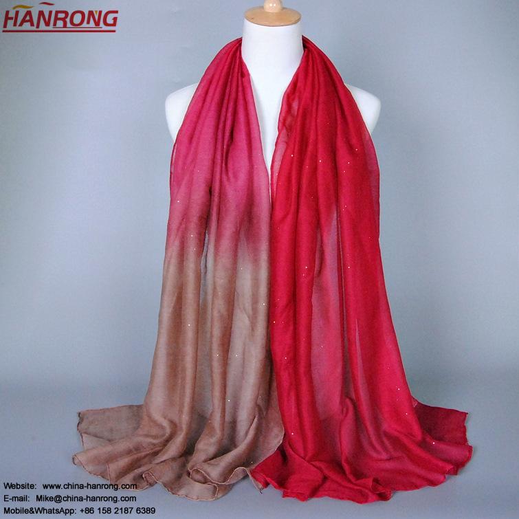 German New Design Gradual Hot Stamping Plain Printed Female Voile Wedding Dress Hijab