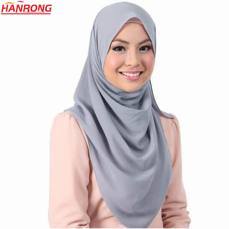 New York Top Quality Pure Color Pearl Chiffon Printed Plain Muslim Lady Customized Hijab