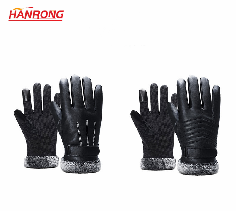 Winter Ourdoor Sports Waterproof Gloves Windproof Brushed Leather Gloves Wholesale