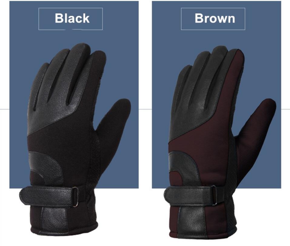 Fashion Classic Keep Men Warm Gloves Ourdoor Waterproof Windproof PU Leather Gloves